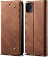 Voor iPhone 11 Pro Denim Texture Casual Style Horizontale Flip Leather Case met houder & kaartsleuven & portemonnee (bruin)