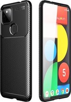 Voor Google Pixel 5a koolstofvezel textuur schokbestendig TPU-hoesje (zwart)