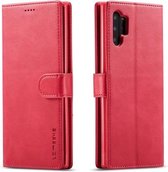 Voor Galaxy Note 10 Plus LC.IMEEKE Horizontale lederen flip-hoes met kalfsleer, met houder en kaartsleuven en portemonnee (rose rood)