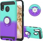 Voor Galaxy M20 2 in 1 pc + TPU beschermhoes met 360 graden roterende ringhouder (groen paars)