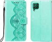 Voor Huawei P40 Lite / nova 6 SE Flower Vine Embossing Pattern Horizontale Flip Leather Case met Card Slot & Holder & Wallet & Lanyard (Green)