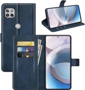 Voor Motorola One Ace 5G Retro Kalfspatroon Gesp Horizontale Flip Leren Case met Houder & Kaartsleuven & Portemonnee (Blauw)