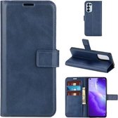 Voor OPPO Reno5 5G Retro Kalfspatroon Gesp Horizontale Flip Leren Case met Houder & Kaartsleuven & Portemonnee (Blauw)