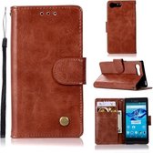 Voor Sony Xperia X Compact Retro Koperen Knop Crazy Horse Horizontale Flip PU Leren Case met Houder & Kaartsleuven & Portemonnee & Lanyard (Bruin)