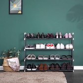 Schoenenrek Schoenenrek met 4 planken voor maximaal 20 schoenen Grijs 92 x 74 x 30 cm (B x H x D) LSA14G, metaal, 92 x 30 x 74 cm