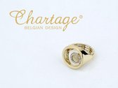 Chartage elastische gouden ring met cateye en kristallen