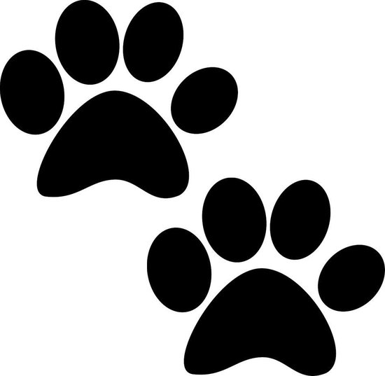 Hondenpootje / hondenpootjes - zwart - autostickers - 2 stuks – 9,5 cm x 11,5 cm – hondenpoot - hondensticker