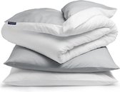 sleepwise Soft Wonder-Edition beddengoed - Dekbedovertrek  155 x 200 cm -  lichtgrijs / wit