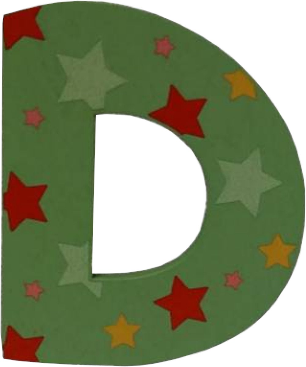 Decoratieletter - D - Hout - 7cm - Groen