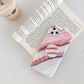 iPhone 11 Hoesje Roze met Wit Marmer + Popsocket