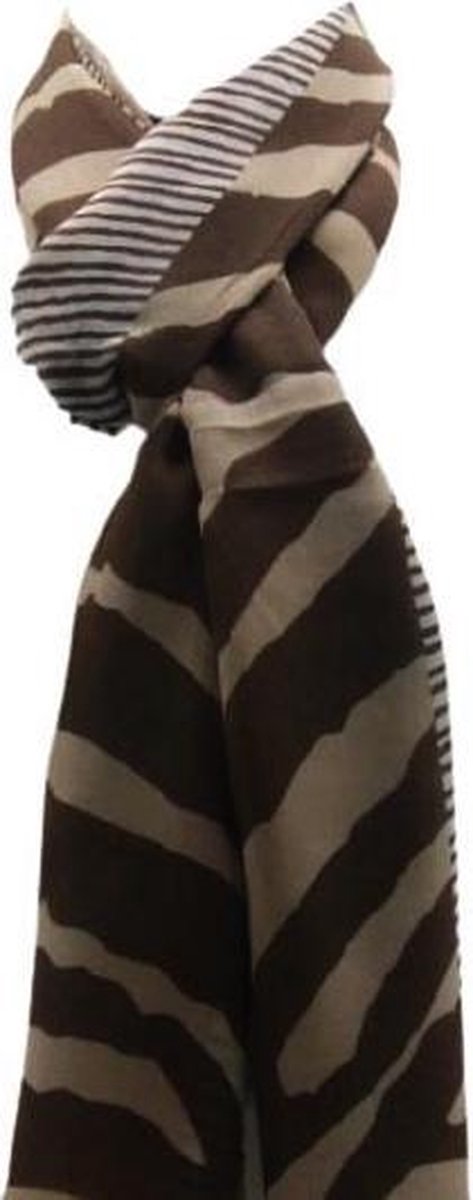 Dames Sjaal Bruin met Zebra Print