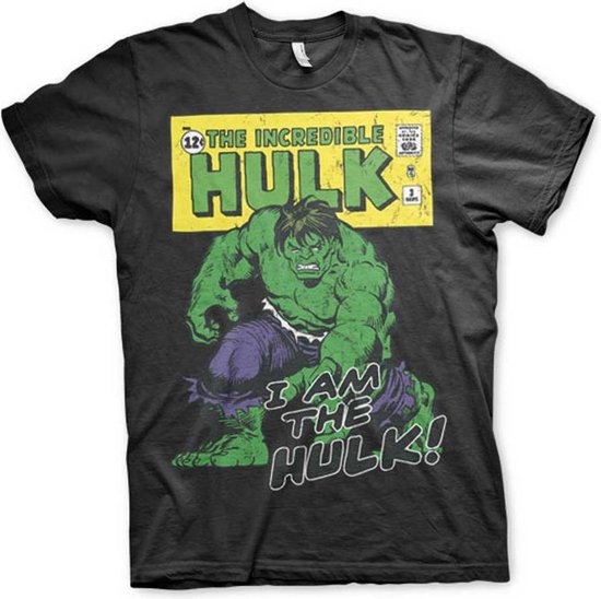 Tshirt Homme Marvel The Hulk - S- I Am The Hulk Zwart