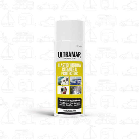 Ultramar - Plastic Window Cleaner & Protector 400 ml - Reiniger Plexiglas, Voorruit, Vizier, Helm - Waterafstotende Spray - Anti Statische Spray - Waterdicht - Waterproof