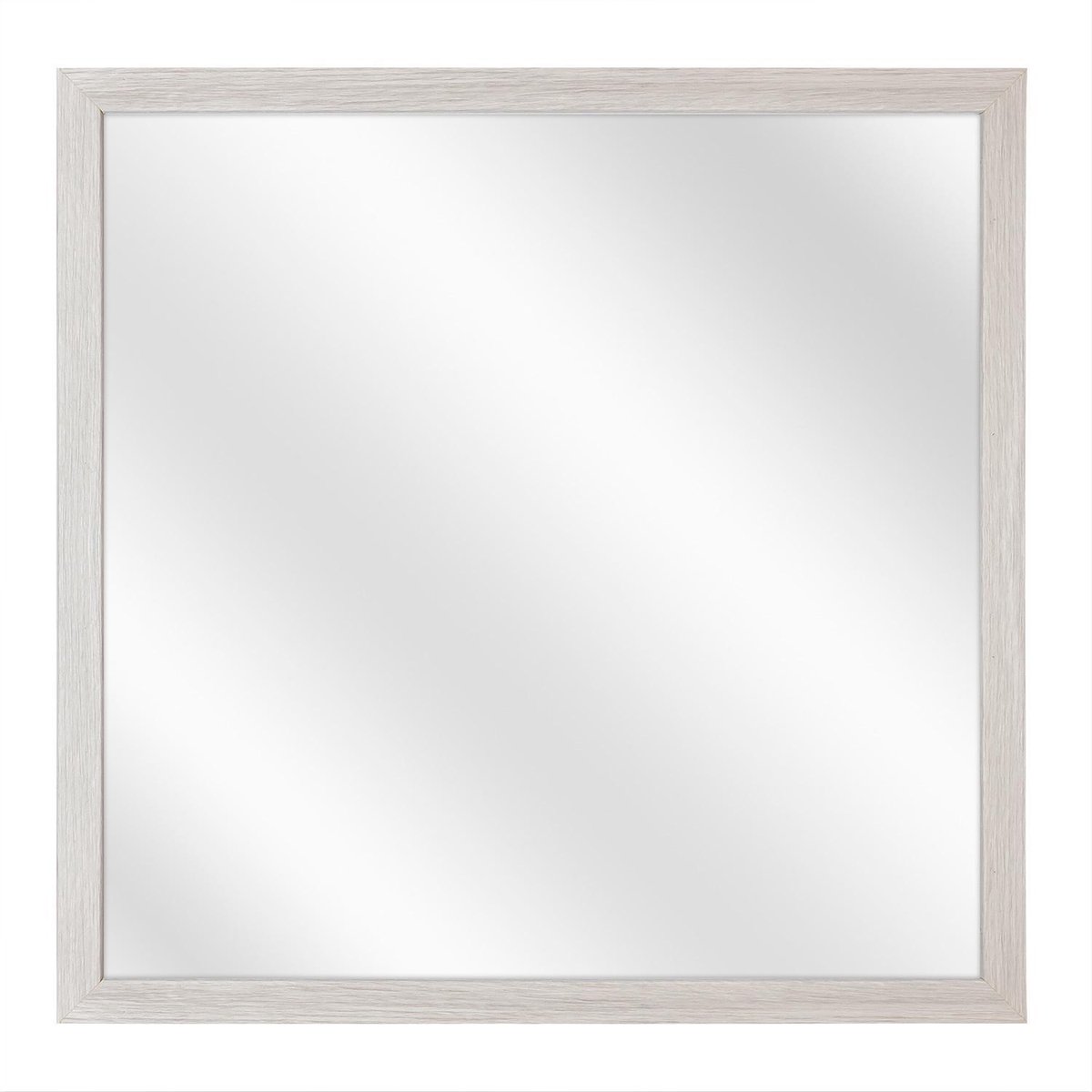 Spiegel met Vlakke Houten Lijst - Wit Eik - 30 x 30 cm