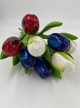 Houten Tulpen Kleurenmix - Bloemen Boeket 9 stuks - Woondecoratie - Cadeau - Holland Souvenirs