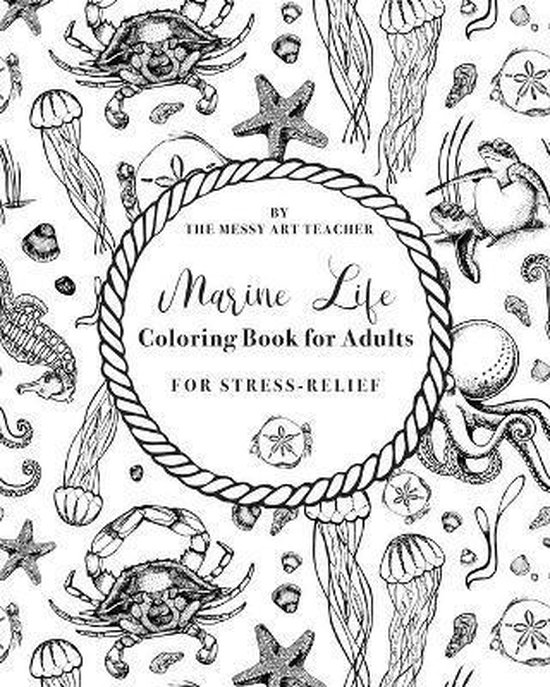 Marine Life Color Book for Adults 8 x 10 in, Messy Art Teacher