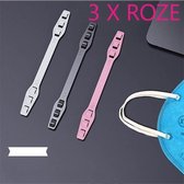 Siliconen mondkapje houder voor je mondmasker (setje van 3STUKS) ROZE - ear saver - verlenger -earbuddies - mondkapjeshouder - gehoorbescherming - verlengstuk mondmaskerhouder - An