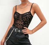 Zwarte body met zwarte luipaardprint Melanie