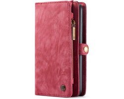 CaseMe Bookcase hoesje geschikt voor Samsung Galaxy A52s/Galaxy A52 4G/Galaxy A52 5G - Effen Rood - Leer - Portemonnee met 11 Vakjes voor Pasjes en Ritsvak
