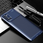 Voor Galaxy A31 Carbon Fiber Texture Shockproof TPU Case (Blauw)