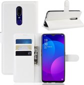 Litchi Texture horizontale flip lederen tas voor OPPO F11, met houder en kaartsleuven en portemonnee (wit)