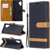 Kleuraanpassing Denim Texture Horizontale Flip Leather Case met houder & kaartsleuven & portemonnee & lanyard voor Galaxy Note10 + (zwart)