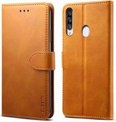 Voor Galaxy A20s GUSSIM zakelijke stijl horizontale flip lederen tas met houder & kaartsleuven & portemonnee (kaki)