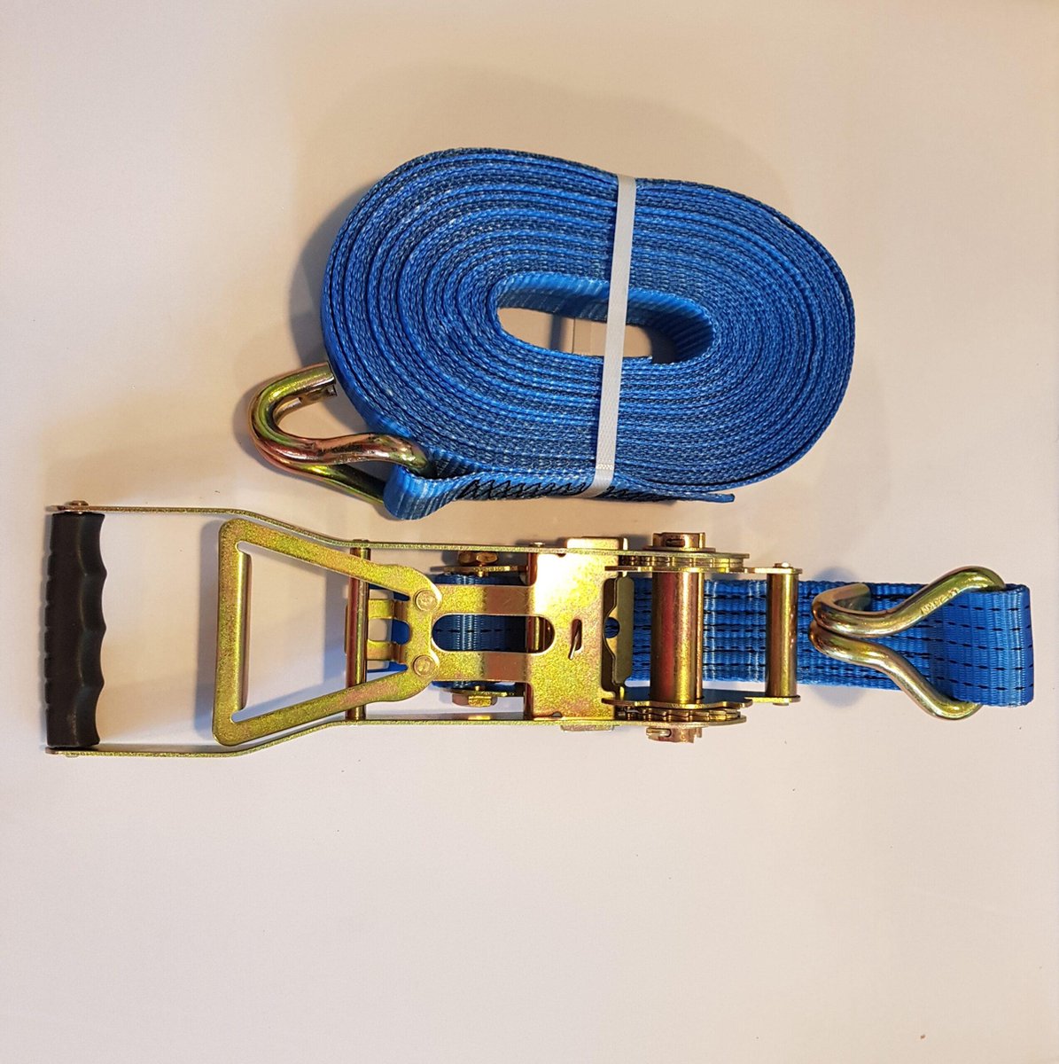 Spanband Sjorband met ratel en J-haken 50 mm, 9 meter; 5000 kg