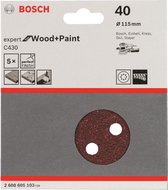 Bosch - Set de 5 feuilles abrasives 115 mm, 40