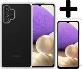 Hoesje Geschikt voor Samsung A32 5G Hoesje Siliconen Case Met Screenprotector - Hoes Geschikt voor Samsung Galaxy A32 5G Hoes Siliconen - Transparant.