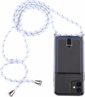 Voor iPhone 12 Transparante TPU beschermhoes met lanyard en kaartsleuf (transparant)