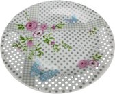 Ontbijtbord met stippen en bloemetje print - Multicolor - Glas - L19 cm - Maat S - Ovaal - Set van 4