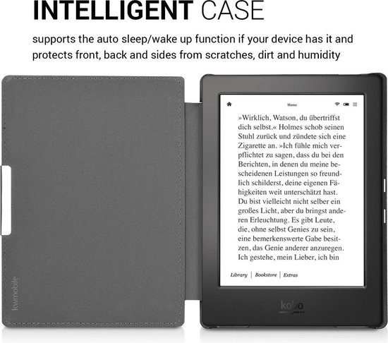 kwmobile e-reader hoesje geschikt voor Kobo Aura H2O Edition 1 hoes - E reader flip case met magnetische sluiting - Ereader cover - Vintage Travel design in bruin / lichtbruin van Merkloos — afbeelding 3
