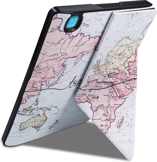kwmobile e-reader hoesje geschikt voor Kobo Aura H2O Edition 2 hoes - Ereader flip case met standaard - E reader cover van kunstleer - In zwart / meerkleurig van Merkloos — afbeelding 5