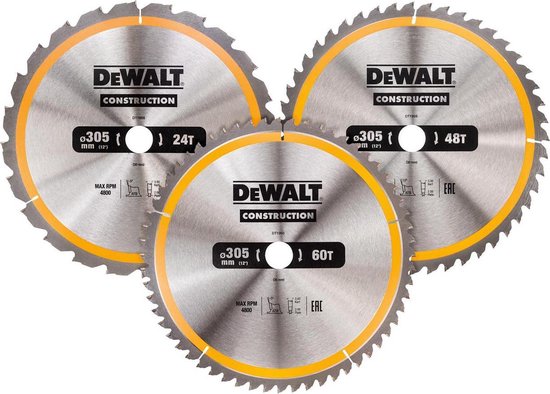 DeWALT DT1964 Cirkelzaagbladen Set 305mm (24T/48T/60T 305 x 30mm)