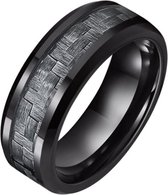Wolfraam heren ring Tom Jaxon zwart Glans Carbon Fibre Inlay-21mm