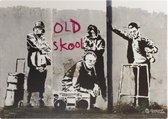 Banksy Graffiti - Old Skool - Wanddecoratie - Premium Kwaliteit - Canvas Print - Canvas Schilderijen - Muur Schilderijen - Canvas - Wanddecoratie - Afmeting 45cm x 32cm 2cm Dik
