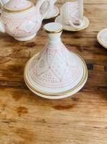 Traditionele Theeserviesset | Handgemaakt Asfi Pink | Marokkaanse Aardewerk | Beldi