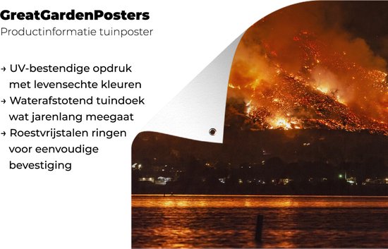 California Wildfires: The Holy Fire At Lake Elsinore On August 9 2018 affiche de jardin toile en vrac 90x60 cm - Toile de jardin / Toile d'extérieur / Peintures pour l'extérieur (décoration de jardin)