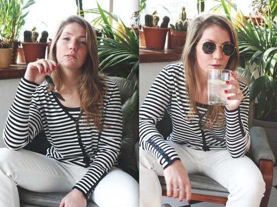 JOLIE! Company - Basis à rayures pour femmes - cardigan court modèle-Leonie - S