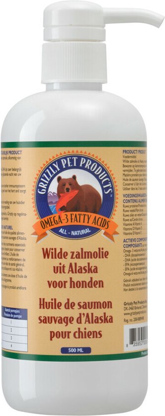 Grizzly Zuivere Wilde Zalmolie voor Honden