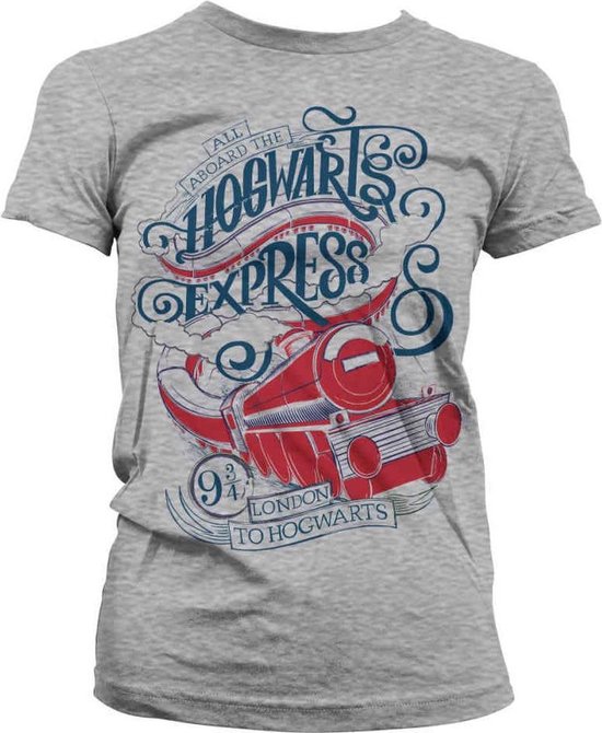 Harry Potter Dames Tshirt -2XL- All Aboard The Hogwarts Express Grijs