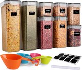 Voorraadpotten 8 set, opbergdoos keuken luchtdichte plastic bakjes Met deksels, voorraadpotten voor het bewaren van pasta, muesli, rijst, meel en voor het voeren van huisdieren, MULTI-WAY