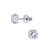 Joy|S- Zilveren ronde oorbellen - 5 mm zirkonia - oorknoppen