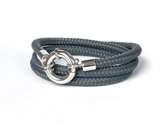 Jolla - dames wikkelarmband  - zilver - touw - Classic Rope - Donker Grijs