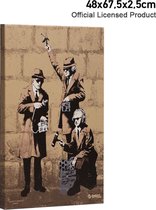 Banksy Graffiti - Spy Booth - Wanddecoratie - Premium Kwaliteit - Canvas Print - Canvas Schilderijen - Muur Schilderijen - Canvas - Wanddecoratie - Afmeting 48cm x 67.5cm 2.5cm Dik