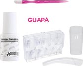 GUAPÀ - Kunstnagel Set voor het zetten van Nagelverlenging - 100 stuks Transparant + 5 ml nagellijm en Nagelriem Bokkenpootje - Acrylnagels - Tips - Nepnagels pakket