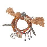 Armbanden - set van 3 stuks - Bruin - kralen armbandjes - Boho stijl - Sieraden - Dames - Mix en Match -