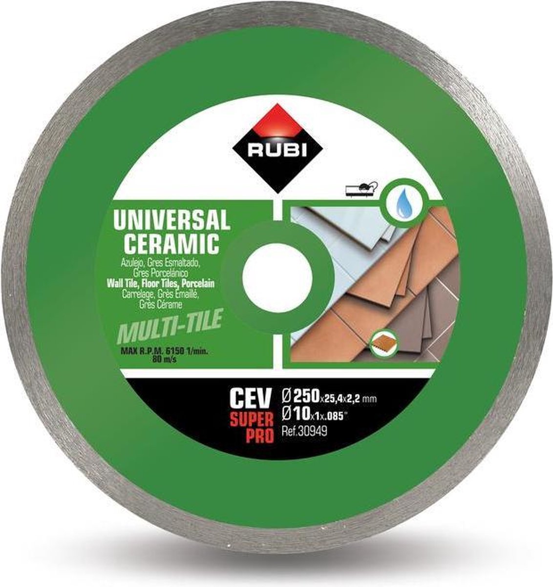 Rubi 30949 Diamantzaagblad voor natzagen - 250 x 25,4mm - Tegels