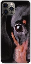 ADEL Siliconen Back Cover Softcase Hoesje Geschikt voor iPhone 12 Pro Max - Teckel Hond